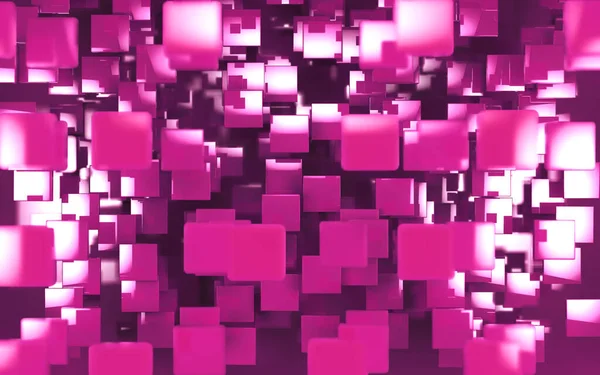 立方体ブロックと矩形の抽象的な画像背景3Dイラスト 紫の正方形の壁表面 — ストック写真