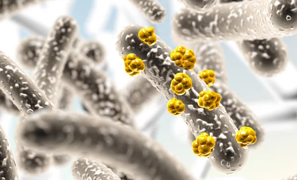 미생물 생물학 과학은 바이러스나 세포의 이미지를 바탕으로 — 스톡 사진