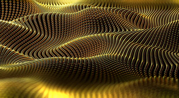 Luxus Abstrakten Goldhintergrund Abbildung Welliges Netz Oder Netz Mit Goldenen — Stockfoto