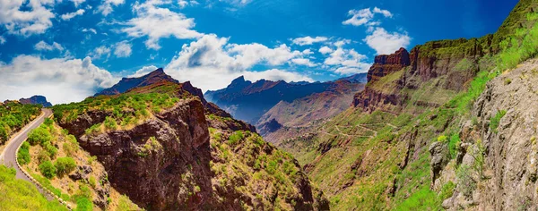 Masca Dal Kanarieöarna Tenerife Spanien Naturskönt Bergslandskap Kaktus Vegetation Och — Stockfoto