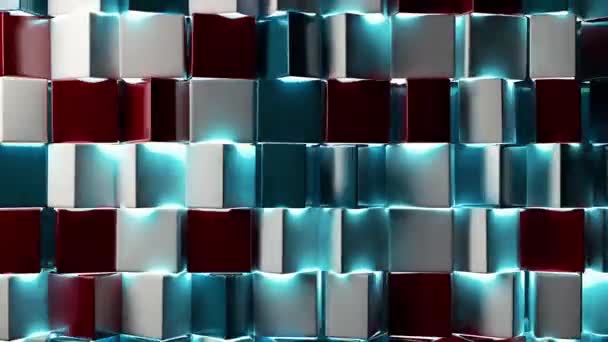Абстрактное Изображение Кубов Фоне Свинцовых Неоновых Огней — стоковое видео