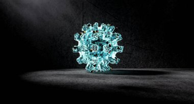 Bulaşıcı virüslerin ve bakterilerin 3D çizimi. Coronavirus COVID-19