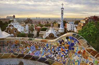 Barcelona, İspanya, 17 Eylül 2015: Park Guell