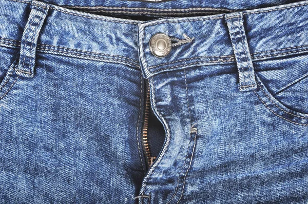 Detail van blauwe denim jeans — Stockfoto