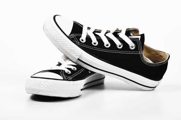 Černé plátno boty — Stock fotografie