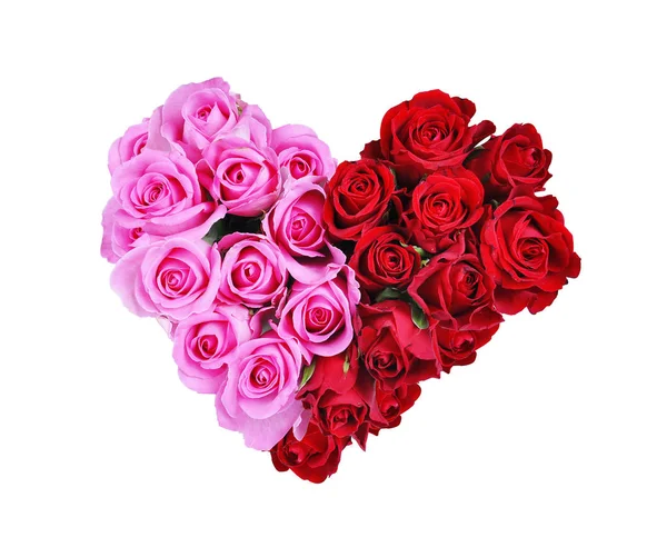 Szív, piros és rózsaszín rózsa — Stock Fotó