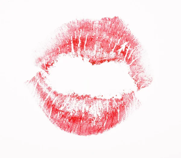 赤い口紅の接吻 — ストック写真
