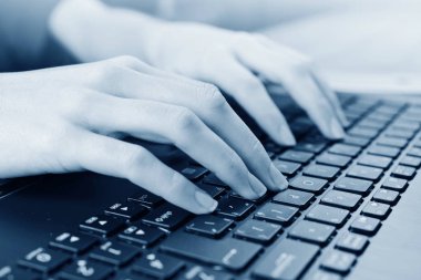 Dizüstü bilgisayarda yazan kadın