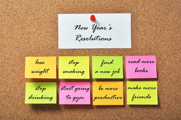 New Year's Resolutions on bulletin board