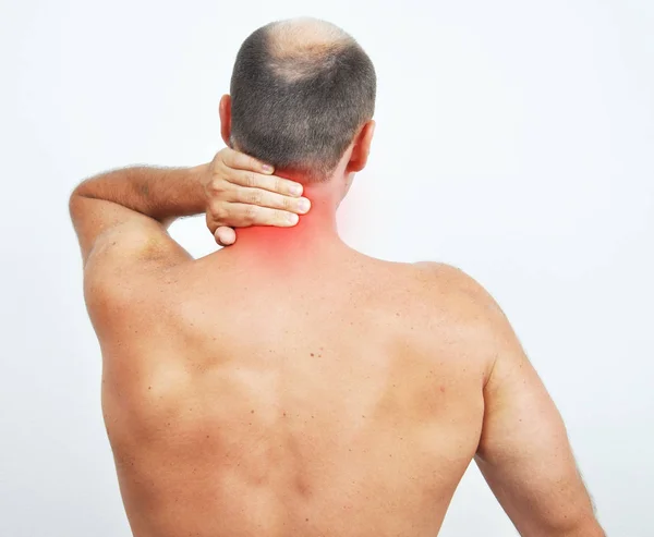 Hombre con dolor de cuello — Foto de Stock