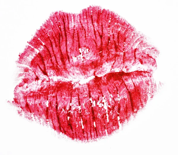 Rojo lápiz labial beso — Foto de Stock