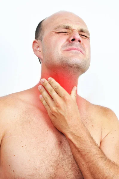 Людина з болем в горлі — стокове фото