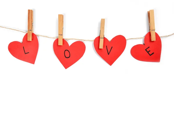 Four paper hearts — Stock Photo, Image