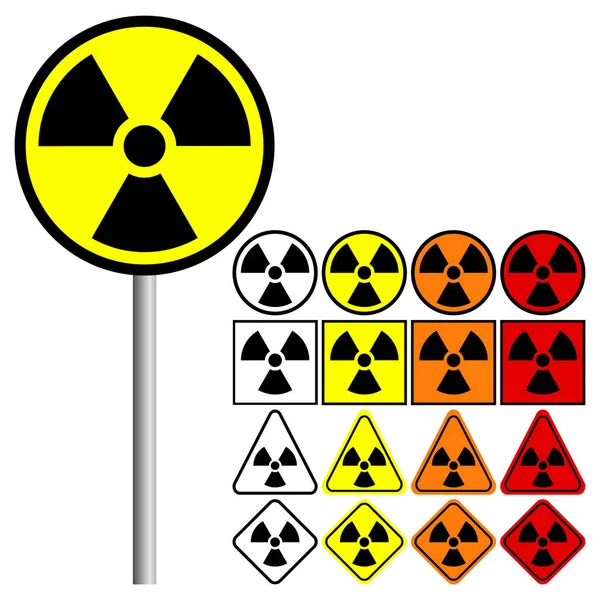 Значок ядерного символу з кольорами: червоний, помаранчевий, жовтий, чорний — стоковий вектор