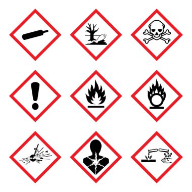 GHS 9 New Hazard Pictogram. Hazard warning sign ( WHMIS ), isolated vector illustration clipart