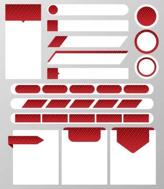 Web sitesi öğeleri koleksiyonu: metin kutusu, düğme, afiş, metin bar, gezinti çubuğu, etiket. Vektör çizim
