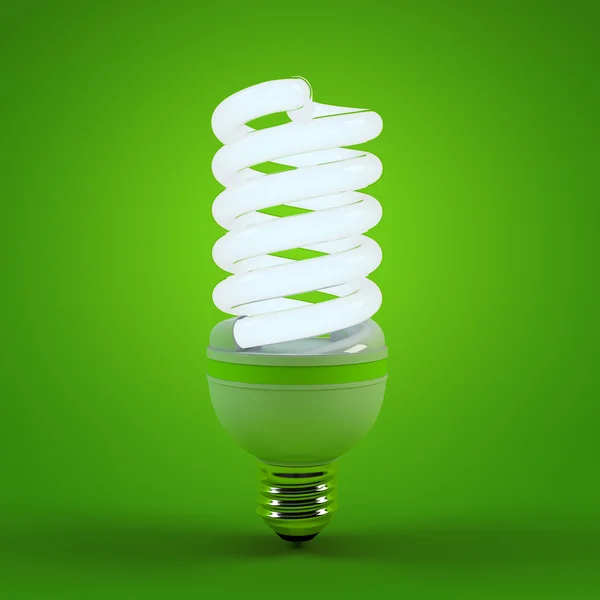 Ambiente ecologico e risparmio energetico, concetto di lampadina fluorescente di business di successo. Soluzioni di risparmio energetico — Foto Stock