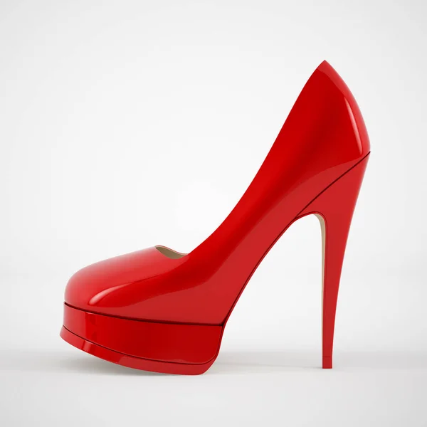 Женские красные туфли на высоком каблуке 3D высокое качество рендеринга . Стоковая Картинка