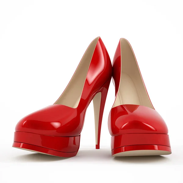 Womens red high-heeled shoes image 3D high quality rendering. Royalty Free Stock Photos