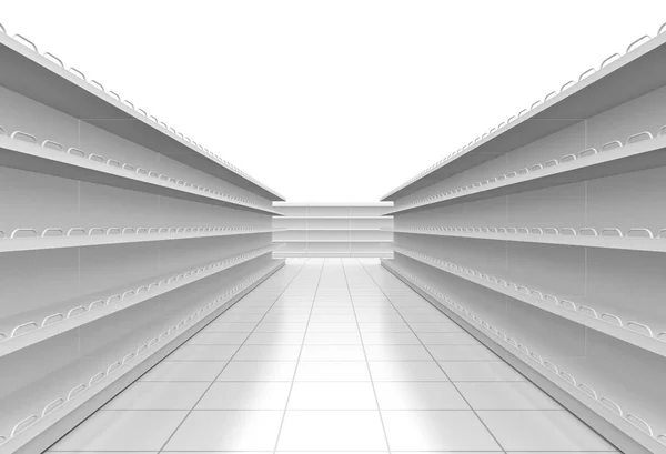 White supermarket corridor — Stock Photo, Image