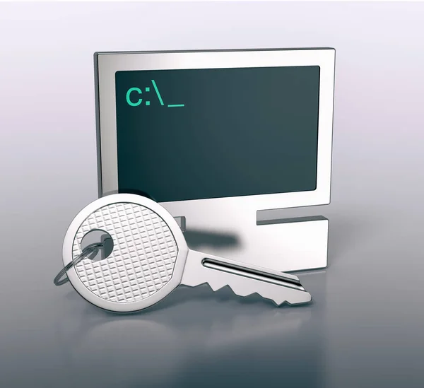 Schlüsselanhänger in Computerform — Stockfoto