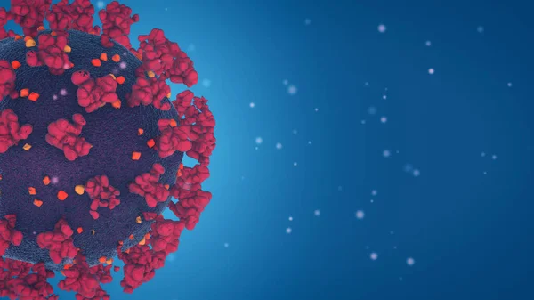 Coronavirus Covid Mikroskop Närbild Pandemisk Fara Kopieringsutrymme Render — Stockfoto