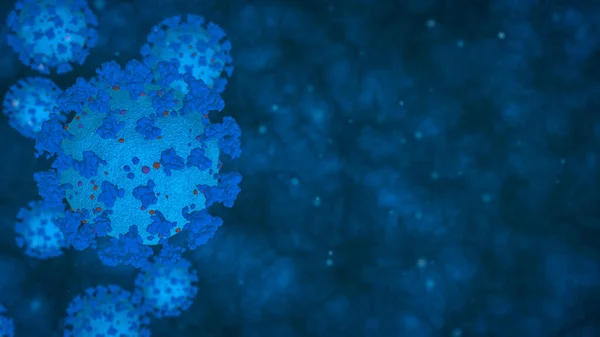 Coronavirus Covid Mikroskop Pandemisk Fara Kopieringsutrymme Render — Stockfoto