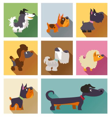 Basit düz tarzda köpek Popüler ırklar