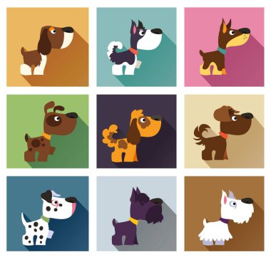 Basit düz tarzda köpek Popüler ırklar 