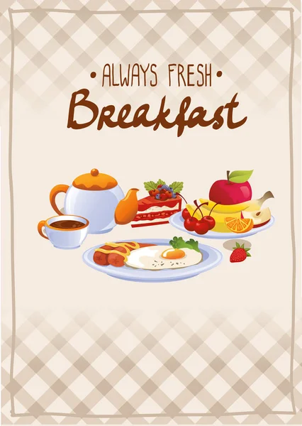 Frühstück Mit Eiern Kaffee Obst Und Kuchen — Stockfoto