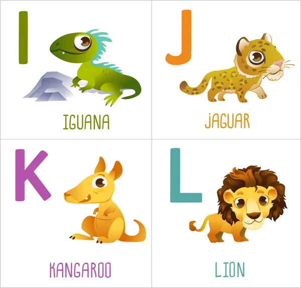 Alphabet Mignon Animaux Dessin Animé Pour Les Enfants Isolés Sur — Photo