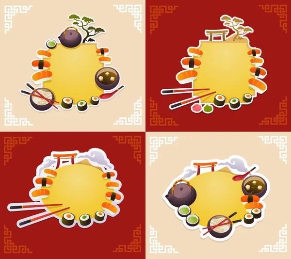 Set Kaarten Met Aziatisch Eten — Stockfoto
