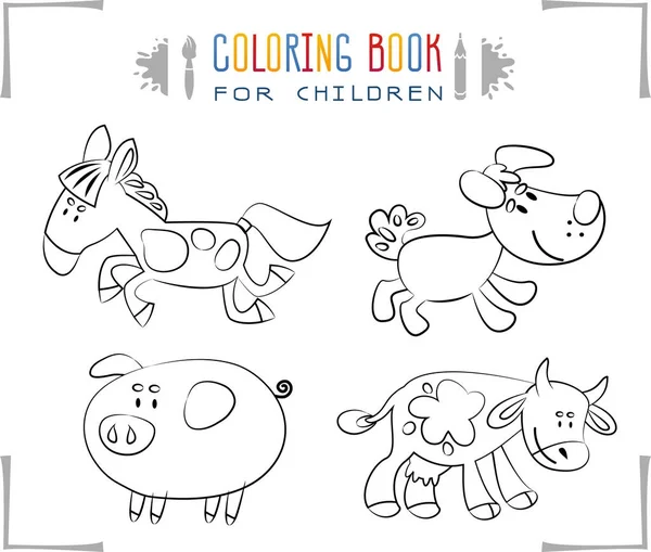 Coloring Book Cartoon Farm Animals — Stock Photo, Image