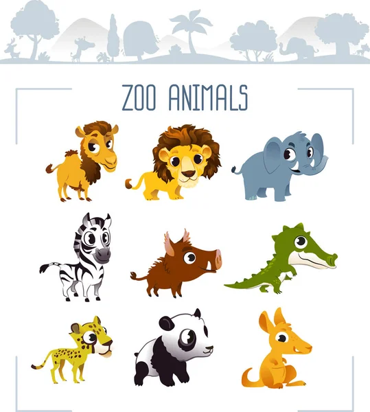 Zoo Animals Isolated White Background — 스톡 사진