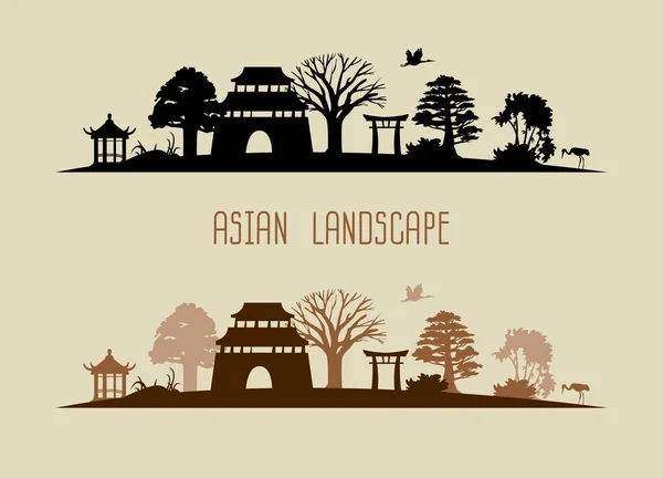Silhouette Traditional Asian Landscapes — Stock Photo, Image