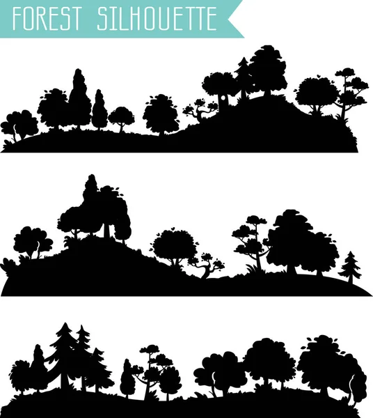 Silhouettes Forestières Isolées Sur Fond Blanc — Photo