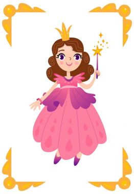 Beyaz arka plan üzerinde izole pembe elbise ile güzel prenses