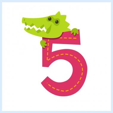 Beyaz arka planda izole hayvan ile karikatür numarası