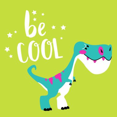 Dinozor ve yeşil arka plan üzerine yazı 