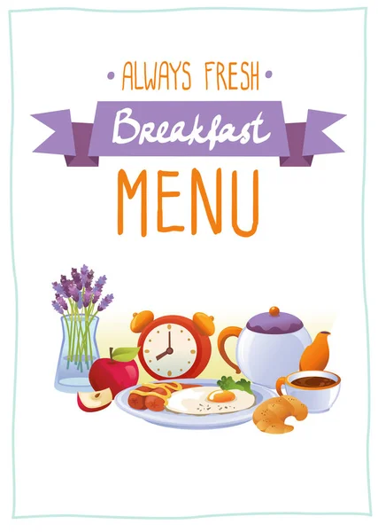 Vertical Breakfast Banner Isolated White Background — Stock Photo, Image