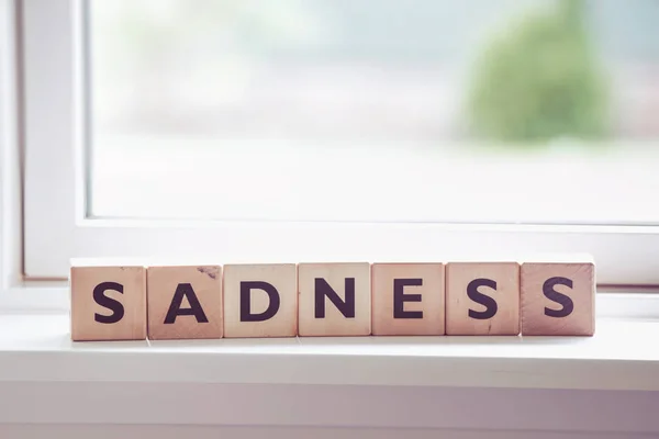 Sadness word made of wood — Stock Photo, Image