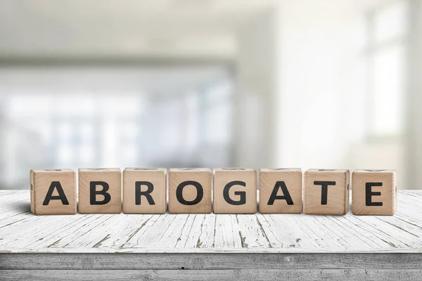 Abrogate sign made of wooden blocks — 스톡 사진