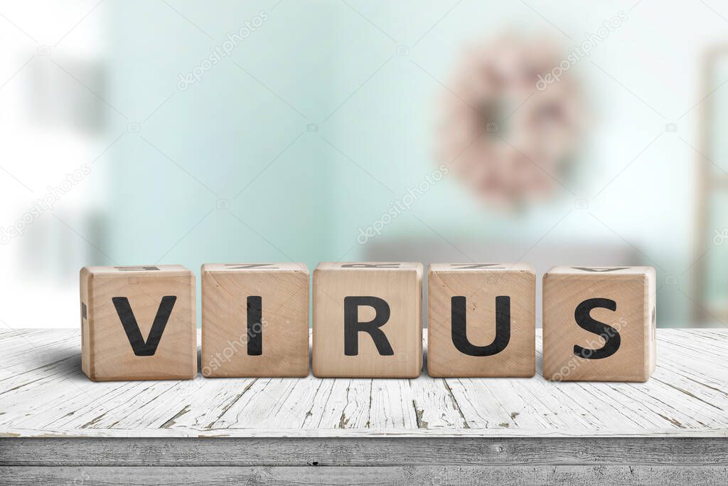 Virus alert message on a desk