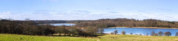 Panorama Landschap Met Blauwe Meren Groene Weiden Herfst — Stockfoto