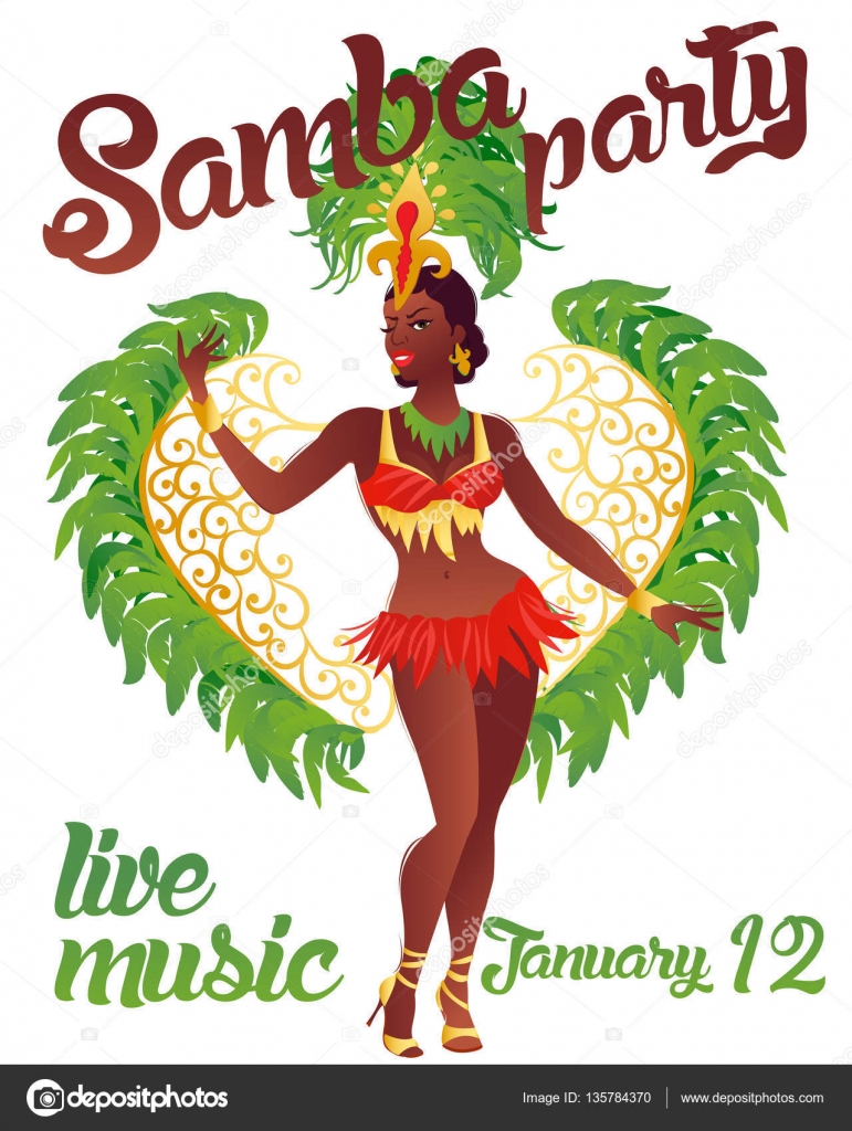 Brazilian Samba Dancer Vector A Beautiful Carnival Girl Wearing A Festival Costume Is Dancing Stock Vector Image By C Angelinabambina 135784370