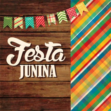 Festa Junina illüstrasyon - geleneksel Brezilya Haziran festival partisi. Vektör çizim. Latin Amerika tatil. 