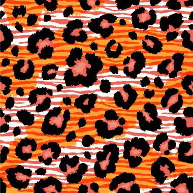 Dikişsiz leopar ve zebra desen. Vektör. 