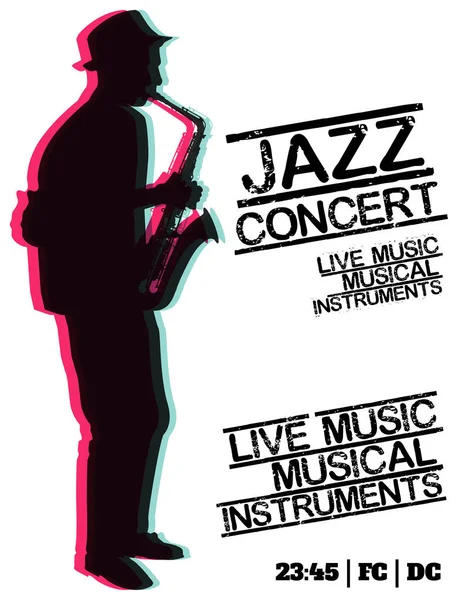 Jazz blues concert de musique, poster modèle de fond. Affiche de design vectoriel . — Image vectorielle