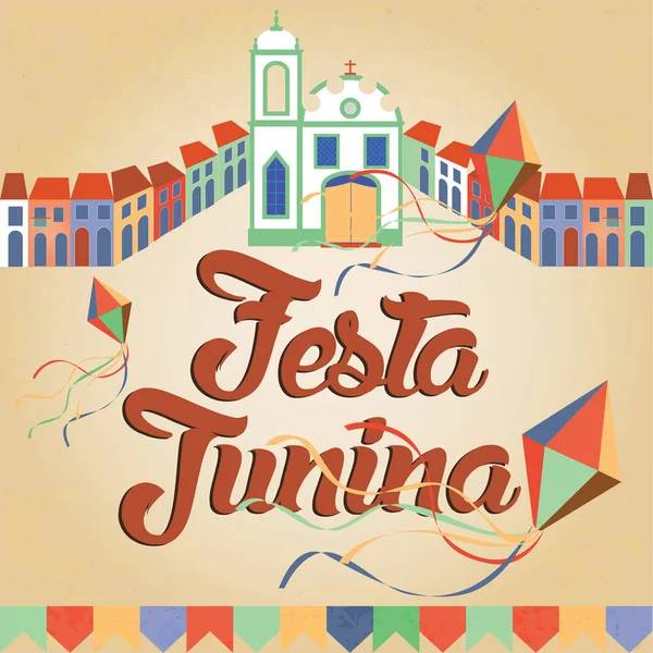 Festa junina illustration - traditionelles brasilianisches Juni-Fest. Vektorillustration. — Stockvektor