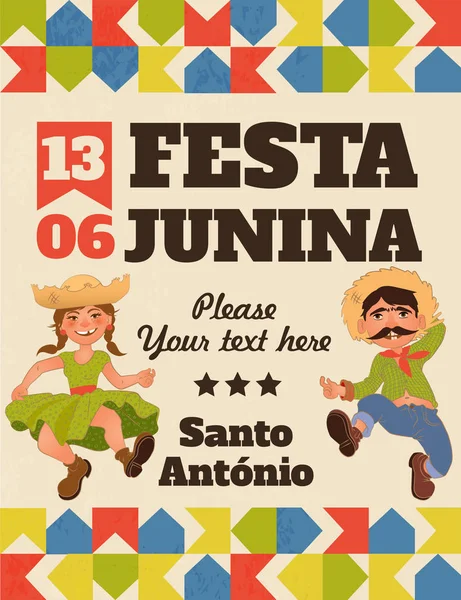 Festa junina illustration - traditionelles brasilianisches Juni-Fest. Vektorillustration. — Stockvektor